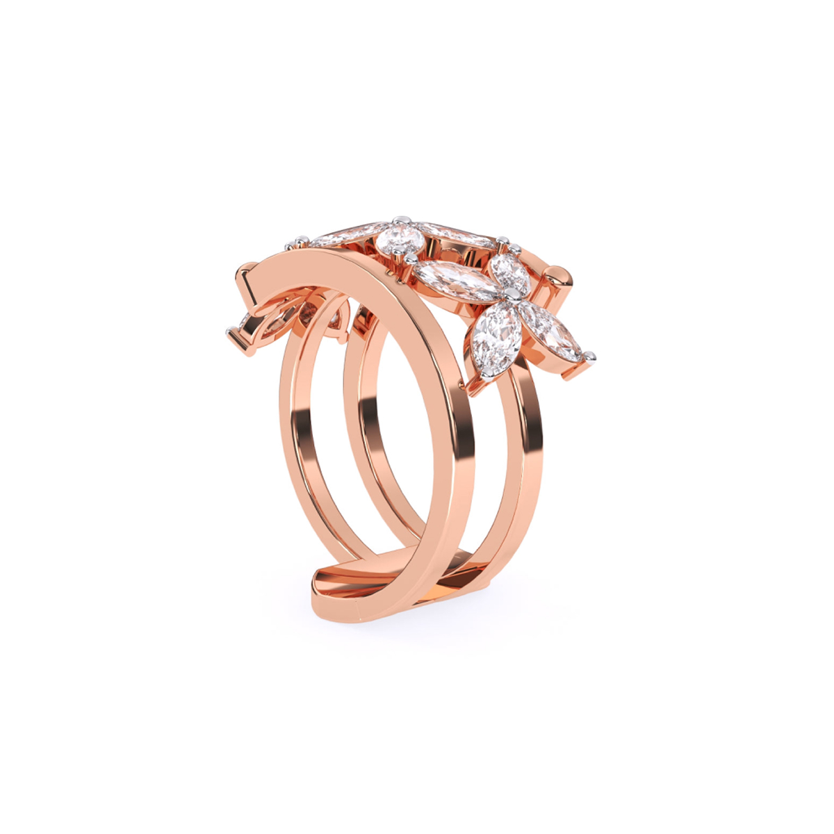 Vintage Style Marquise Diamond Flower Ring